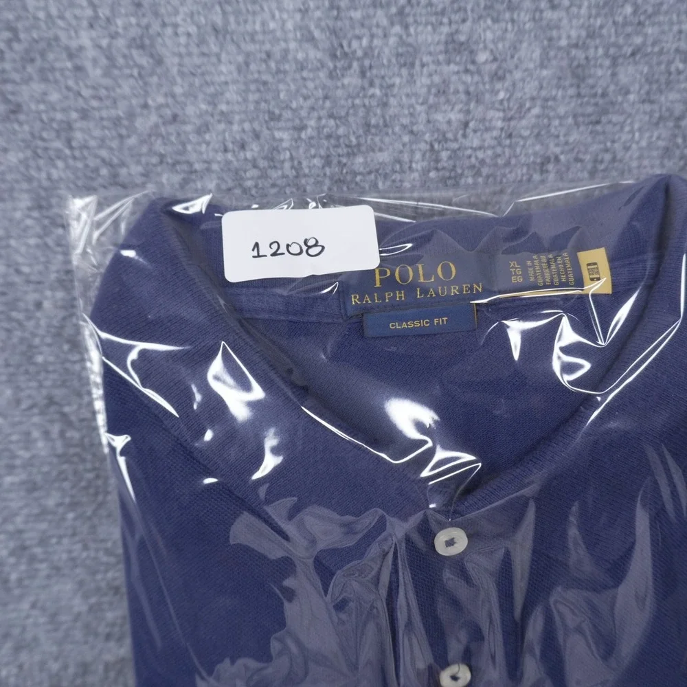 Polo Ralph Lauren Long Sleeve Polo Mens XL Navy Blue Classic Fit Cotton Mesh